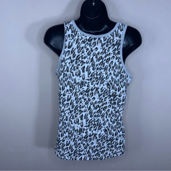 SMALL LIVE LOVE LOUNGE LEOPARD PRINT TANK GREY WHITE ANIMAL PRINT - Picture 4 of 12